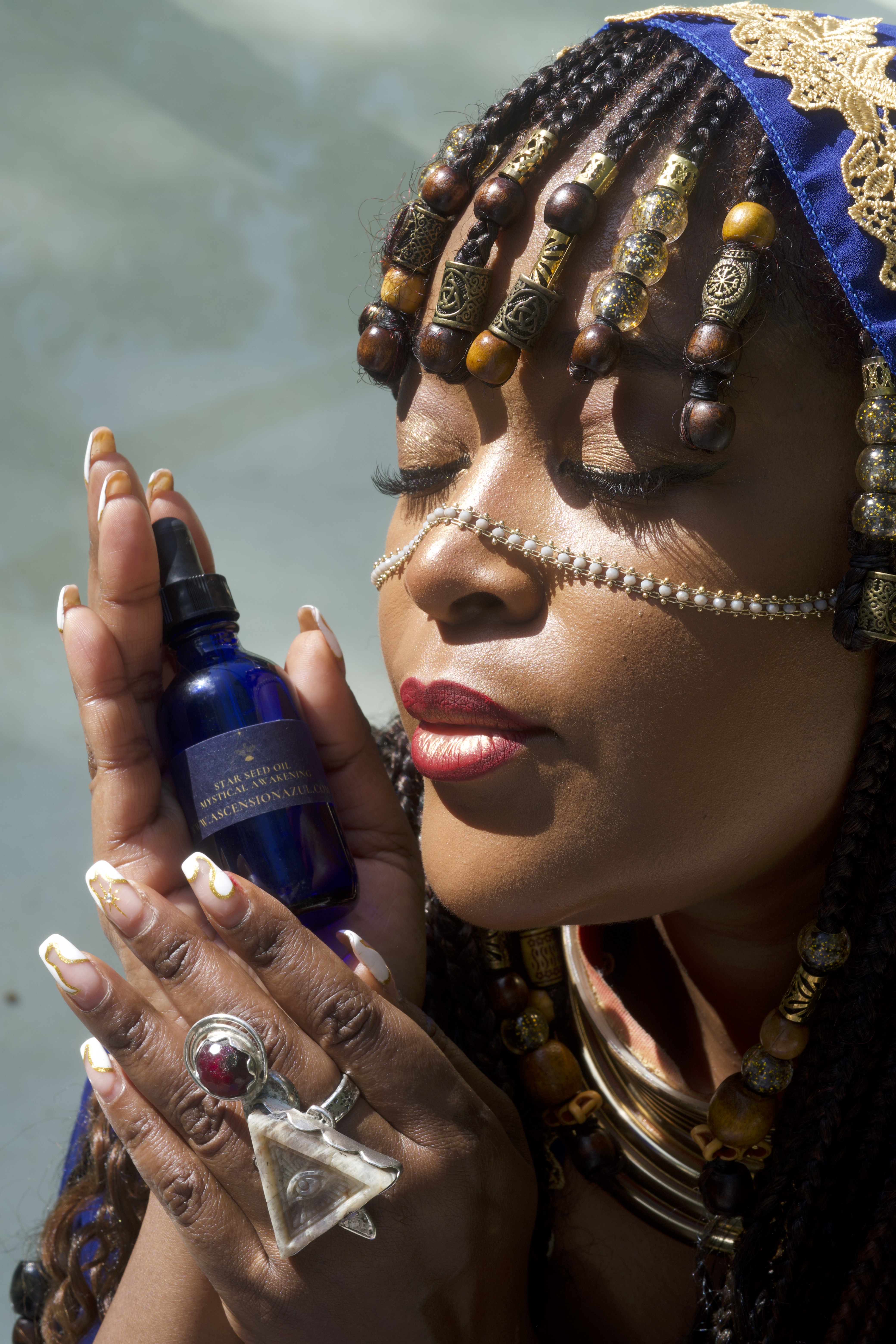 Tsholofelo (Tai) Conley, founder of Ascension Azul, in ceremonial styling